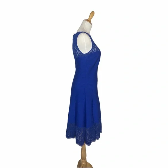 Tadashi Shoji Matte Lace A-Line Jersey Dress Blue -  threedaughtersproperties.com